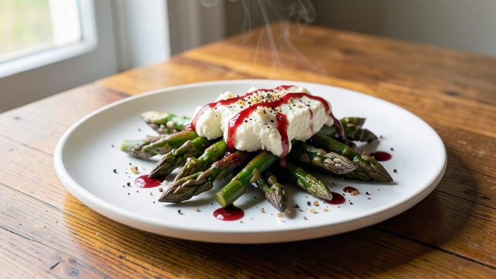 Asparagus With Goat Cheese Recipe: Crispy Roasted Stems and Creamy Cheese Pairing