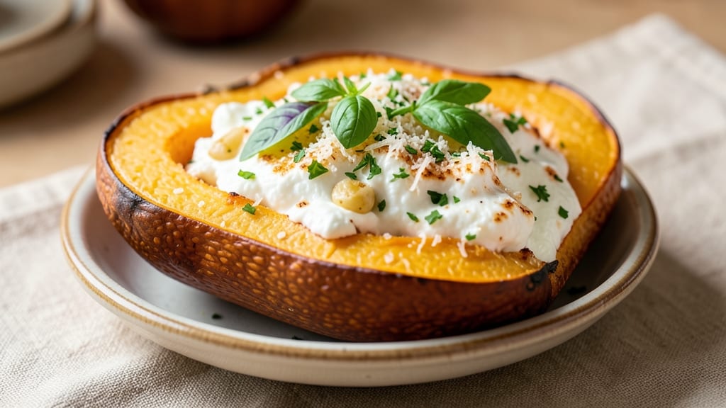 Cheese Stuffed Squash Recipe: Roasted Cavity Filled With Creamy Ricotta and Herbs